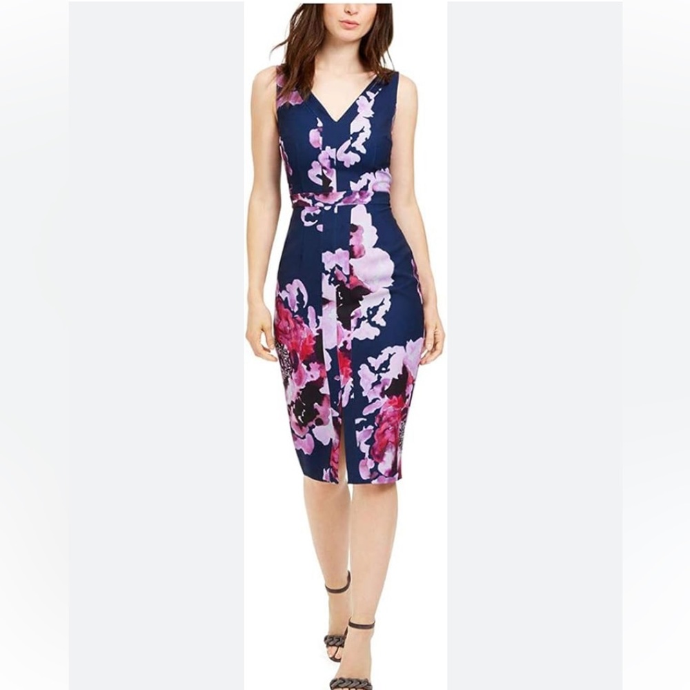Trina Turk Women's Navy Floral Sleeveless Sheath Dress NWT